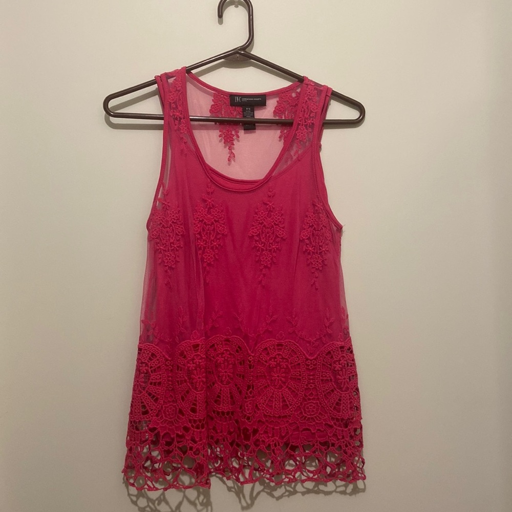INC Pink Lace Tank Top